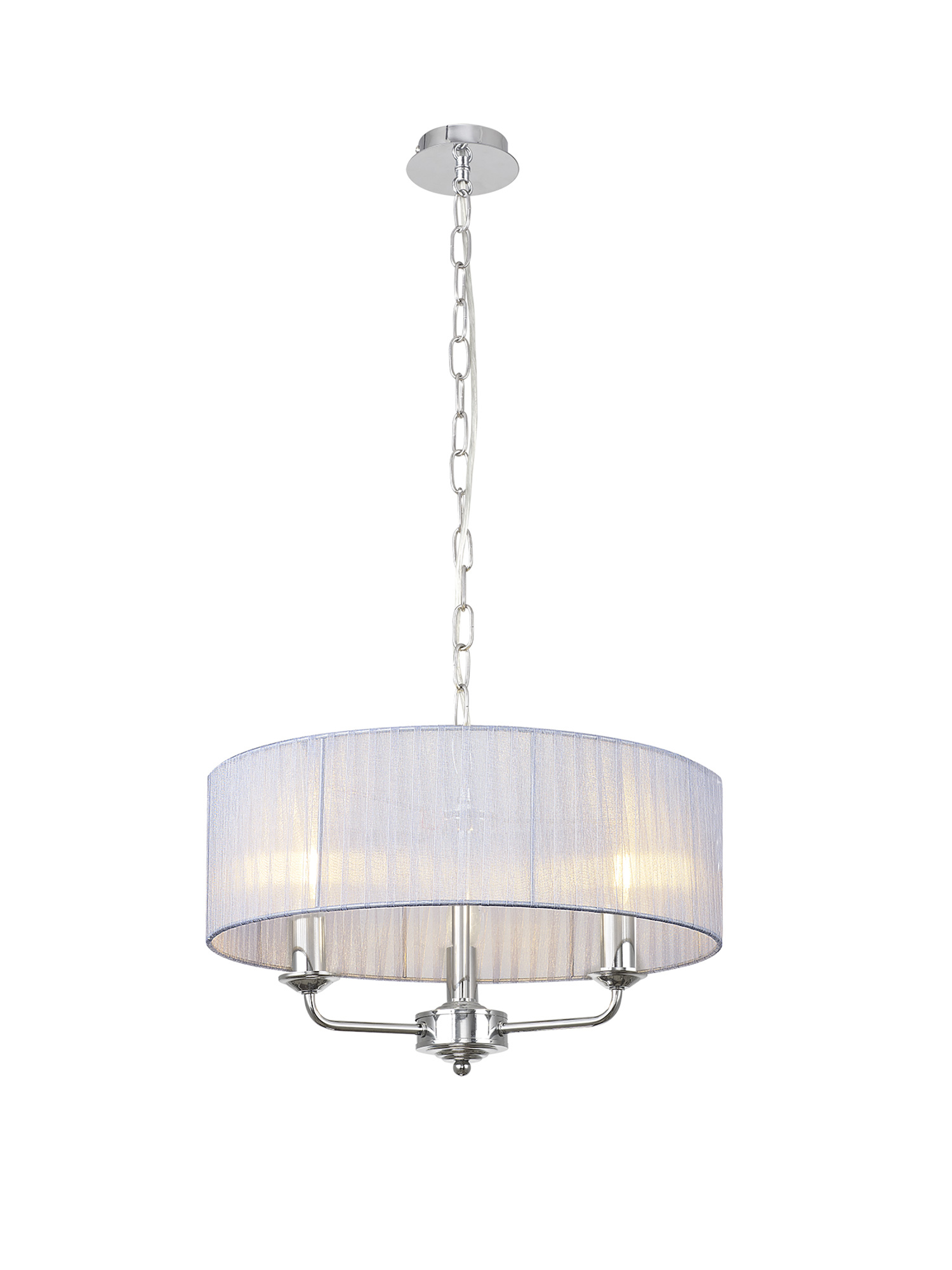 DK0863  Banyan 45cm 3 Light Pendant Polished Chrome, Grey